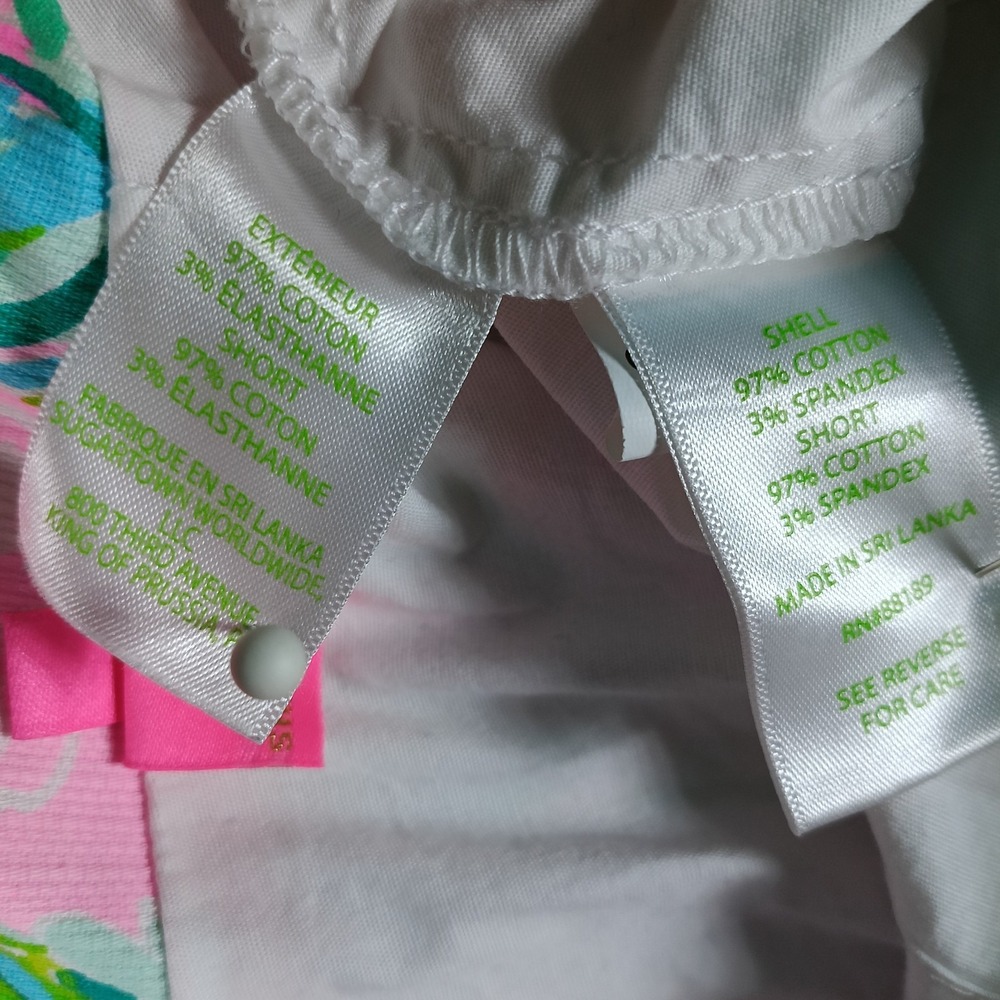 Lilly Pulitzer Skirt Skort Women Size 10 Pink Green Scalloped Hem Pockets Resort - Picture 11 of 14